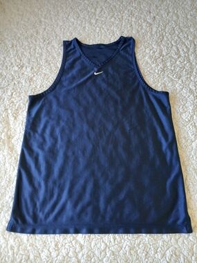 VTG Nike Tank Top Mens Large Blue Basketball Jersey Dazzle Center Swoosh 90s USA